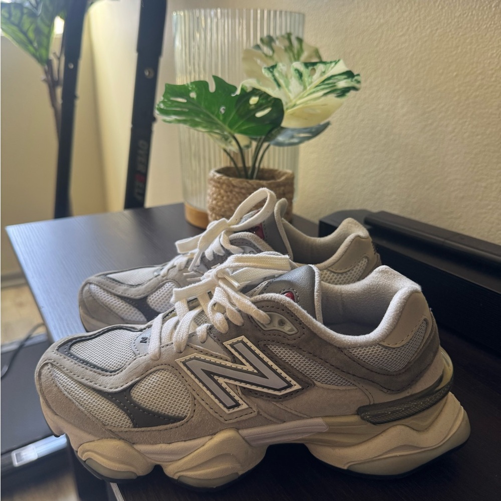 New Balance 9060 Gray and White Athletic Sneakers